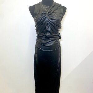 Express Black Ruched Midi Dress